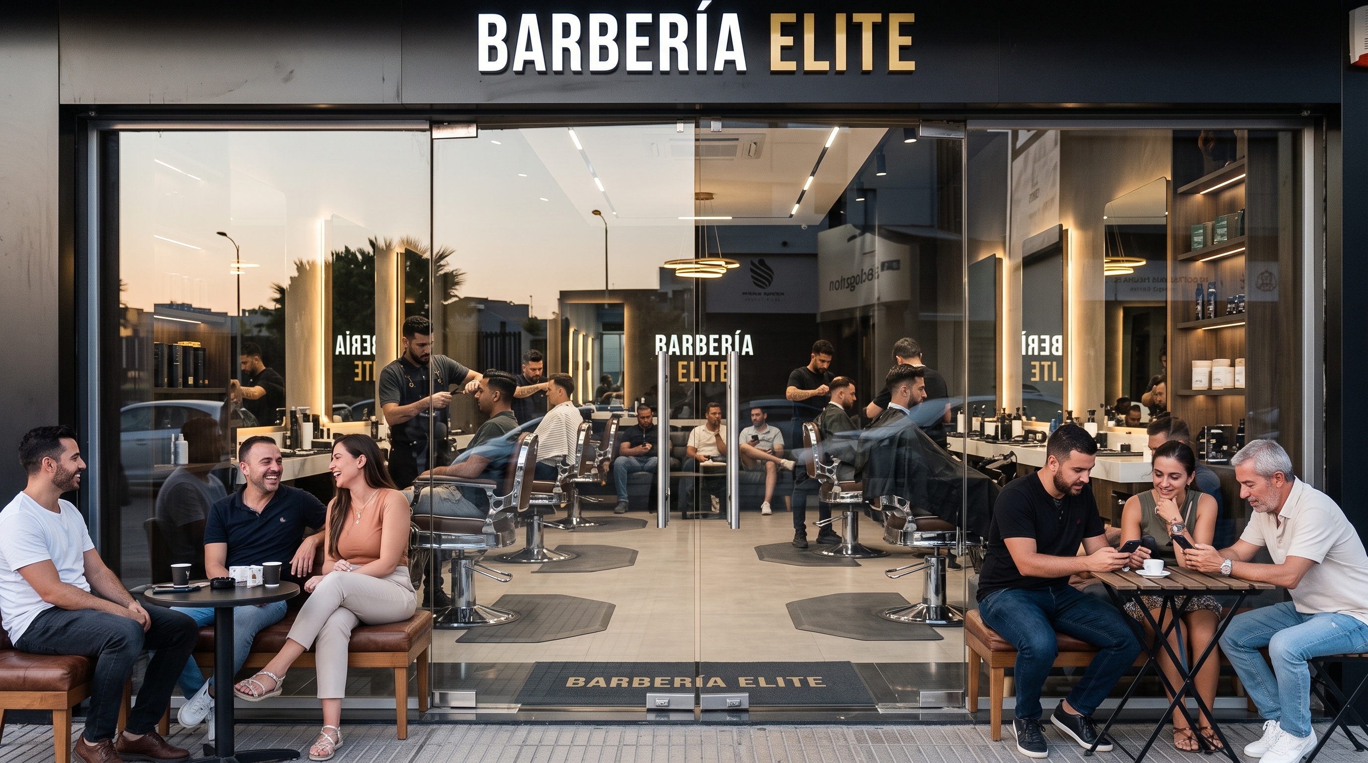 Fachada moderna de Barbería Elite en Bogotá - Salón exclusivo de barbería